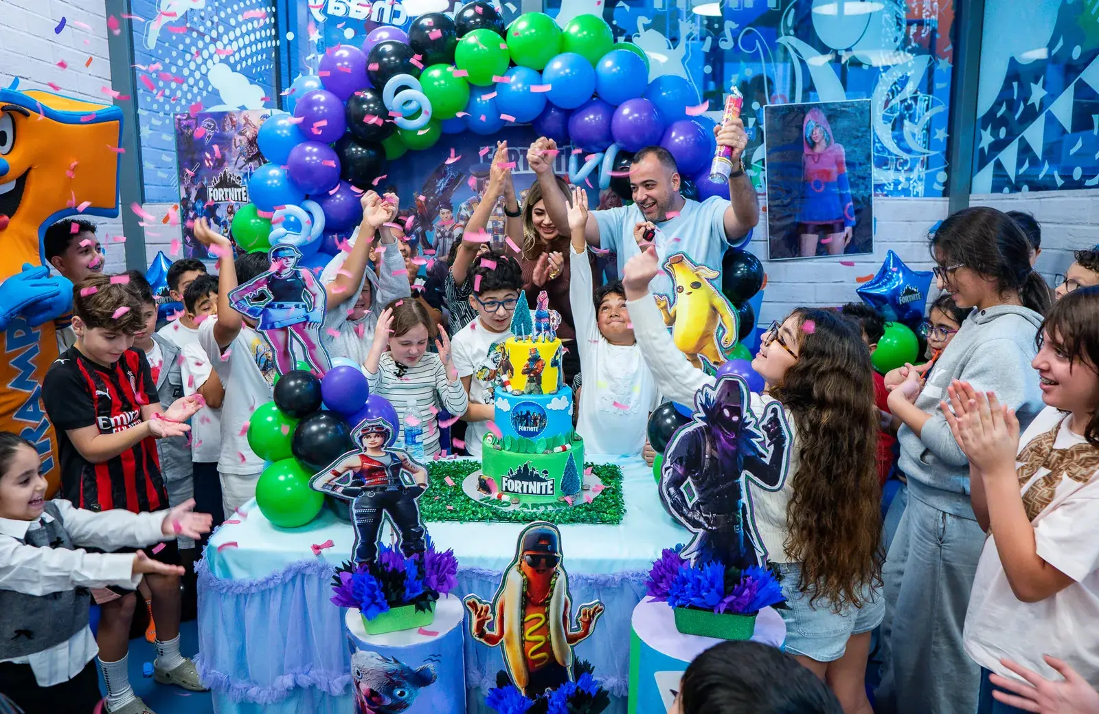 Birthday cake celebration at Trampo